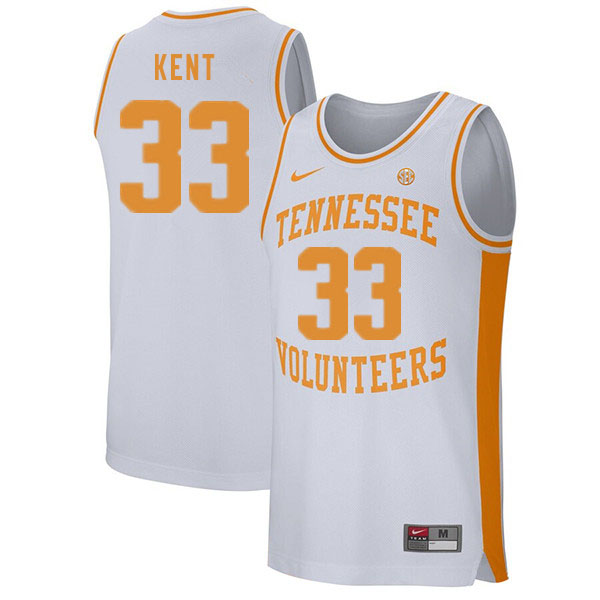 Men #33 Zach Kent Tennessee Volunteers College Basketball Jerseys Sale-White